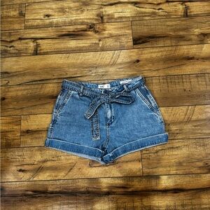 Oat Cloud Luxe Denim Tie-Waist Women's Shorts - Blue